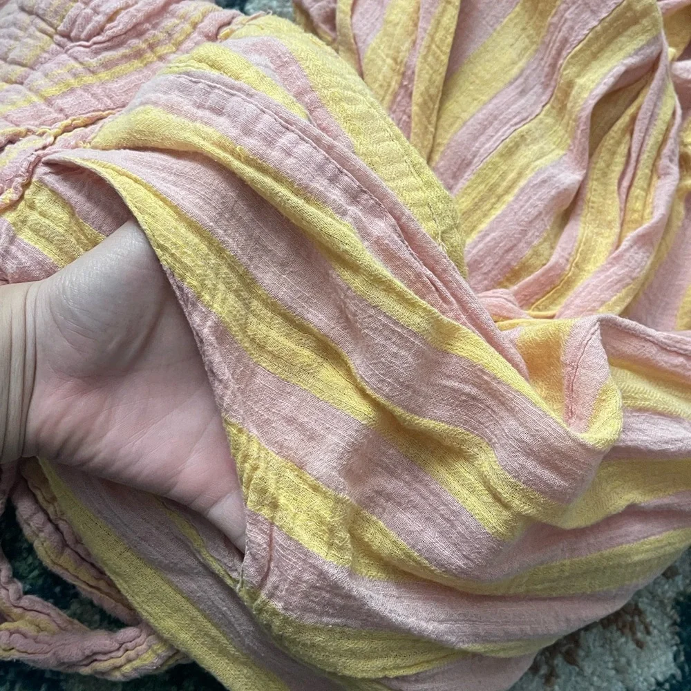 Free People Strapless Maxi Dress in Pink and Yellow Stripe